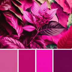 Viva Magenta is a beautiful view of large leaves in monochrome. Plants Forest Viva Magenta.Color 2023. Generation AI