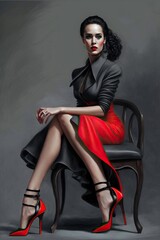 Obraz na płótnie Canvas Sexy tango dancer sitting on chair, Generative AI