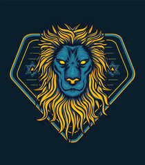 vector lion head retro illustration