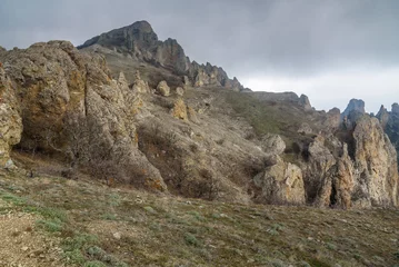 Foto op Canvas Rocks in Dead city. Khoba-Tele Ridge of Karadag Reserve in spring. Crimea © Elena Odareeva