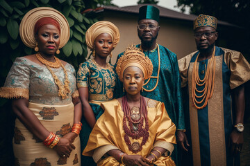 Sitting Efik woman and her Family