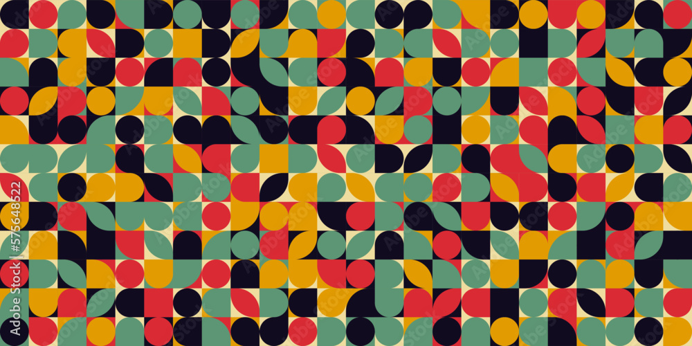 Aufkleber Colorful tiles with geometric shapes. Squares with simple shapes. Print and interior. Seamless and vector.