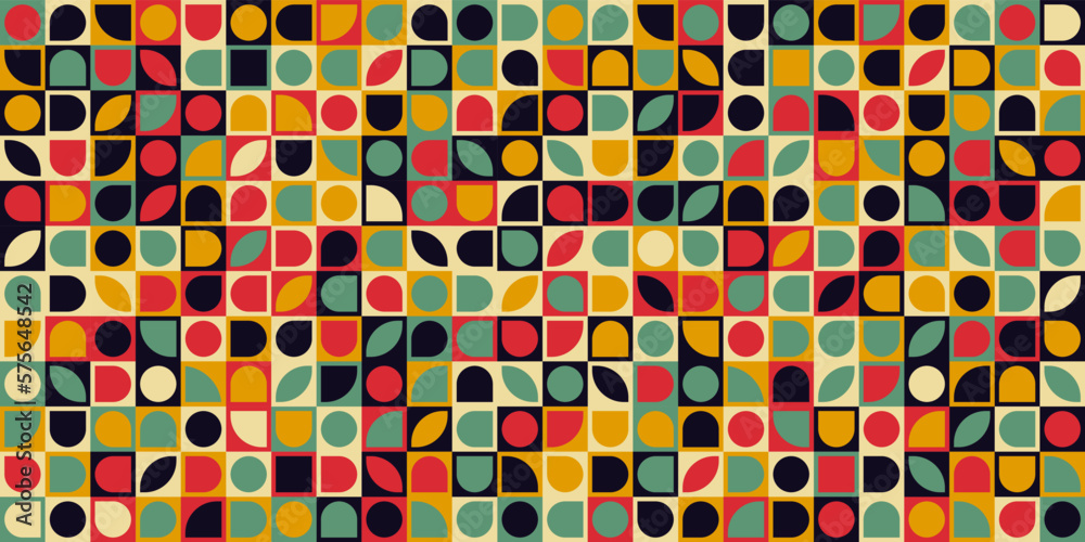 Aufkleber Colorful tiles with geometric shapes. Squares with simple shapes. For print and interior. Seamless and vector.