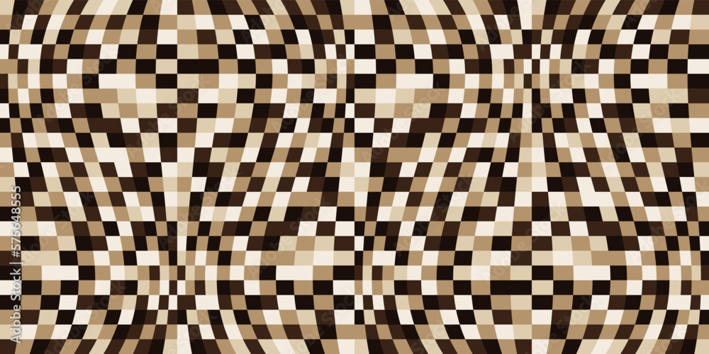 Poster coffee wavy tiles with geometric shapes. brown tiles. for print and interior. seamless and vector.