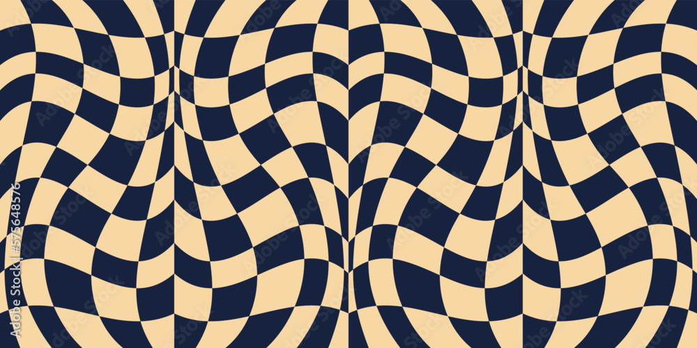 Poster Checkerboard convex pattern. Blue yellow colors, checkered seamless and vector pattern.