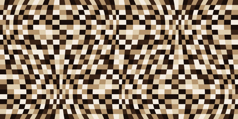 Coffee wavy tiles with geometric shapes. Brown tiles. For print and interior. Seamless and vector.
