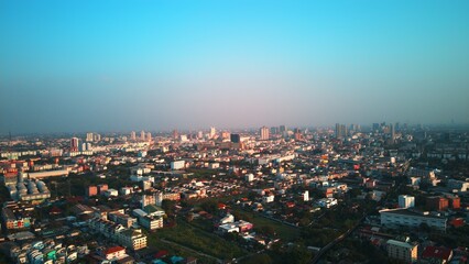 Fototapeta na wymiar Aerial view Particulate Matter 2.5 in Bangkok city,Thailand