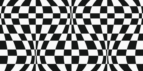 Checkerboard convex pattern. Black white colors, checkered seamless and vector pattern.