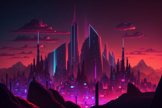 Neon city Wallpaper 4K, Futuristic city, Cyber city