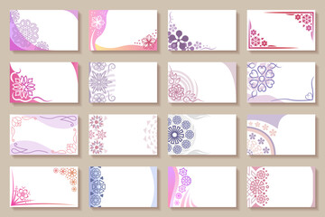 Floral card designs. Cards, postcards with abstract floral design elements. Cards for wedding, Mother's day, Valentine's day, March 8 and other.