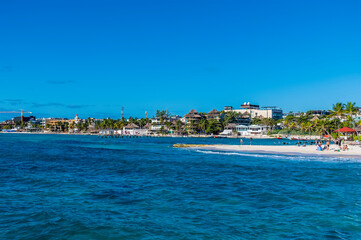 A view towards the beach at Cozumel, Mexico on a sunny day