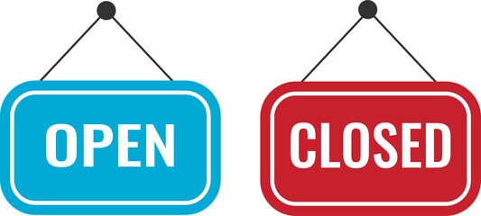 Vector Images of various signs open and closed on a transparent background