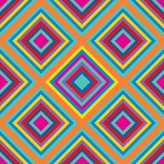 Colorful Kaleidoscopic Seamless Pattern. Vector Geometric Background with Rhombs. Abstract Mosaic Design
