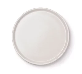 Foto op Plexiglas Top view of empty white round ceramic tray © Coprid