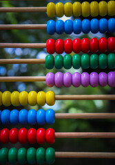 Colorful Abacus Close Up, Concept of Finances and Business. Arithmetical and Mathematical Game Toy