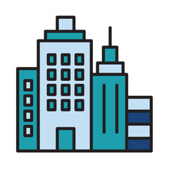 Filled Line BUILDINGS design vector icon