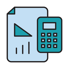 Filled Line CALCULATIONS design vector icon
