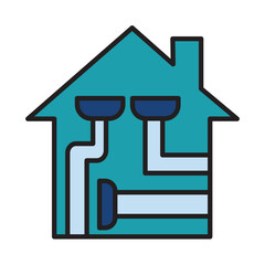 Filled Line PLUMBING INSTALATION design vector icon