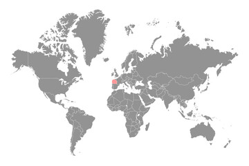 Fototapeta na wymiar Bay of Biscay on the world map. Vector illustration.