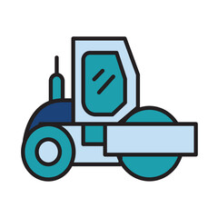 Filled Line ROAD ROLLER design vector icon