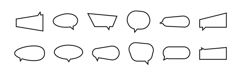 Speech bubbles. Text boxes. Flat linear speech bubbles icons. Talk bubble set. Vector graphic