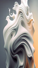 Abstract white gradient fluid background. 3d illustration.