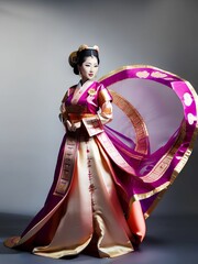 Naklejka premium asian woman emperor pose wearing local traditional dress, generative art by A.I.