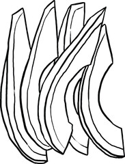Outline vector illustration of sliced avocado. Perfect for practicing coloring, drawing, printing, wallpaper, prints, cards, etc.