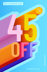 45 percent Off. Discount creative composition. Mega Sale.