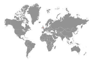 Fototapeta na wymiar Irish sea on the world map. Vector illustration.