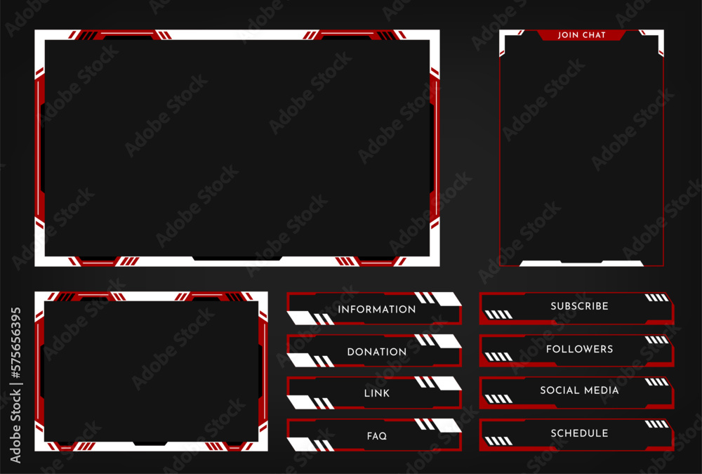 Wall mural twitch stream overlay panel template. digital streaming screen interface. live video stream. vector