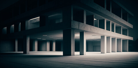 Fototapeta premium concrete architecture with car park, empty cement floor
