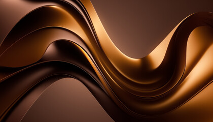  Chocolate and Gold Swirls Curves Abstract Background. Generative AI.