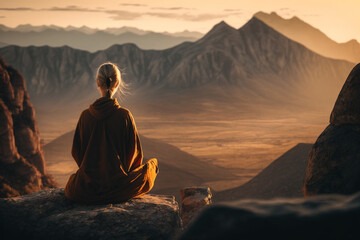 Fototapeta premium Serenity Now: Illustration of a Woman Meditating. Ai generated.