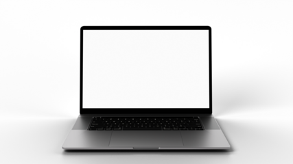 3D rendered , slim Laptop with transparent screen and background for content replacement.