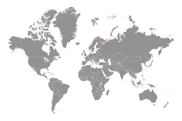 White sea on the world map. Vector illustration.