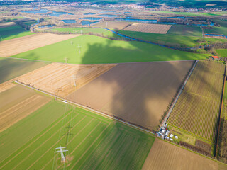 Aerial view of the GEO600 interferometer near Sarstedt, Germany