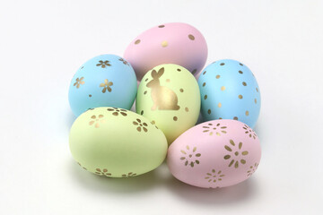 Perfect colorful handmade easter eggs isolated on a white