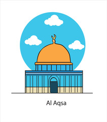 Al-Aqsa Mosque hand drawing vector. Jerusalem	