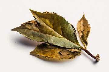 Fototapeta premium Isolated on white, dried tea leaves. perspective from on high. Generative AI