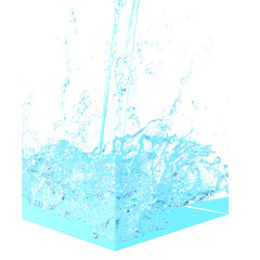 水しぶきをあげながら注がれる液体　水　背景透過　PNG