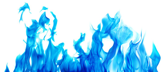 blue fire hot stripe isolated on white