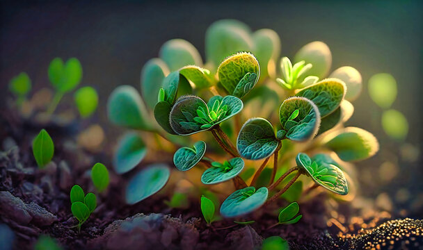 A patch of clover, with each tiny leaf catching the light in a different way