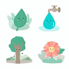 Bundle set of environmental nature design elements.