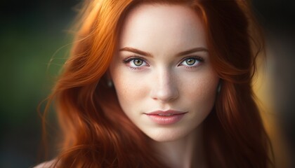 Beautiful woman with red hair - Generative ai
