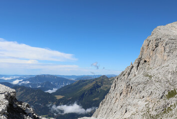 Panoramic view of mount called ROSETTA in european dolomites alps in summer