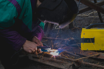 welding work sparks from welding
