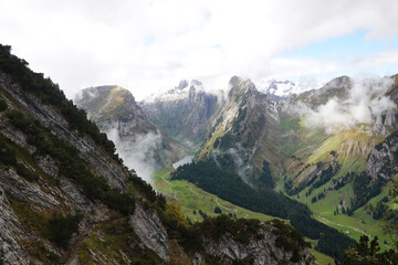 Fototapeta na wymiar The view from Hoher Kasten mountain, the Swiss Alps