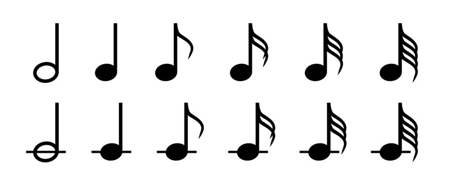 Musical notes shapes set. Music notes icons. Black isolated music notes icon collection. Vector graphic EP