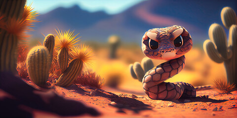 adorable rattlesnake living in the southwest arizona desert - obrazy, fototapety, plakaty